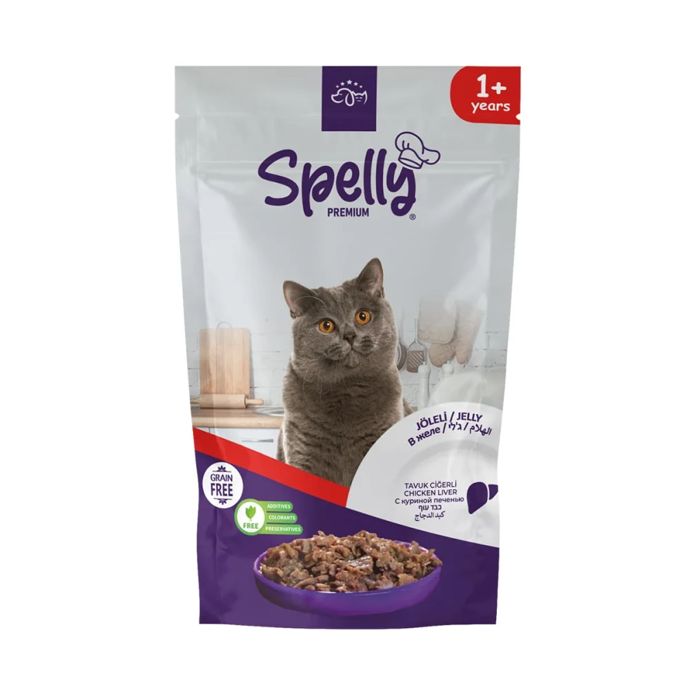 Spelly Premium Jelly Grain Free για Ενήλικες Γάτες με Συκώτι Κοτόπουλου σε Φακελάκι 85gr Spelly Premium Jelly Grain Free για Ενήλικες Γάτες με Συκώτι Κοτόπουλου σε Φακελάκι 85gr